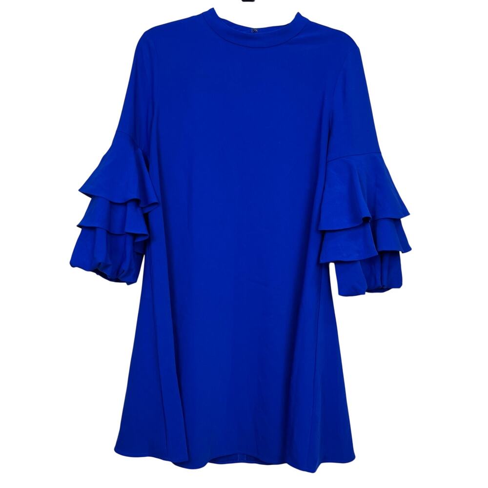 Laundry by Shelli Segal Cobalt Blue Tiered Flutter Sleeve Mini Dress Size 6